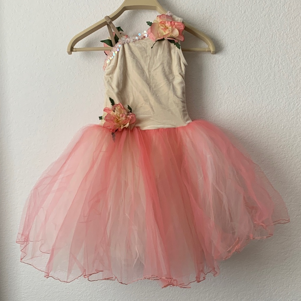 Elegant Kids Dance Costume with Floral Accents